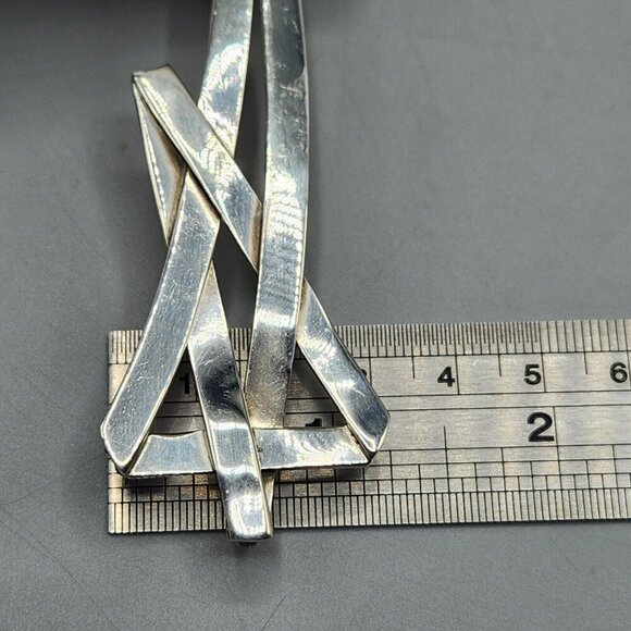 Elongated Star Brooch Pendant Sterling Silver Mexico 925 Vtg Stretched - Picture 8 of 8